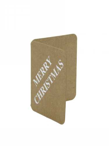 Kadokaartje Merry Christmas Kraft & Zilver 5.5x4.5cm 50stuks