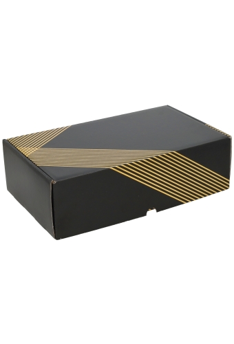 Wijnverpakking Zwart Stripe 2-Fles 31x18x9cm 25stuks OP IS OP