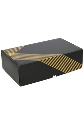 Wijnverpakking Zwart Stripe 2-Fles 31x18x9cm 25stuks OP IS OP