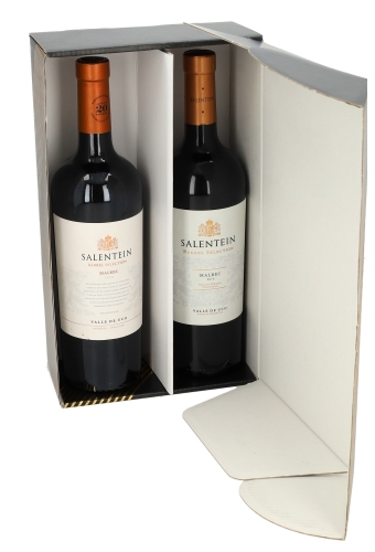 Wijnverpakking Zwart Stripe 2-Fles 31x18x9cm 25stuks OP IS OP
