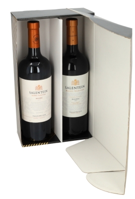 Wijnverpakking Zwart Stripe 2-Fles 31x18x9cm 25stuks OP IS OP