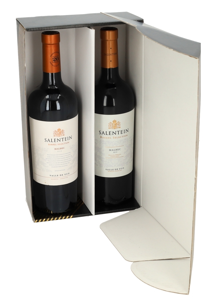 Wijnverpakking Zwart Stripe 2-Fles 31x18x9cm 25stuks OP IS OP