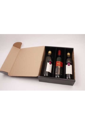 Wijnverpakking Zwart Glans 3-Fles 33.5X28.4X9.5cm 25stuks