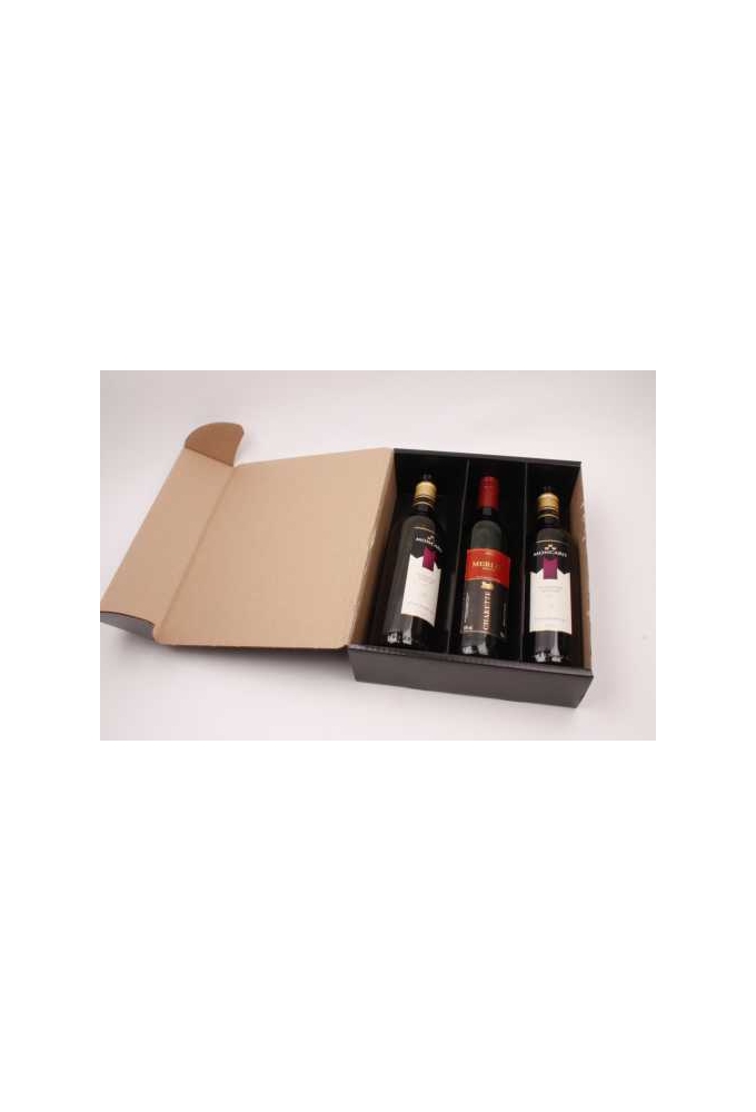 Wijnverpakking Zwart Glans 3-Fles 33.5X28.4X9.5cm 25stuks
