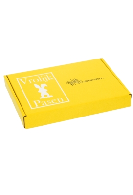 Brievenbusdoos met jouw logo Vrolijk Pasen Wit A5 22x16x2.8cm 15stuks
