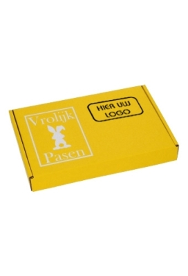 Brievenbusdoos met jouw logo Vrolijk Pasen Wit A5 22x16x2.8cm 15stuks