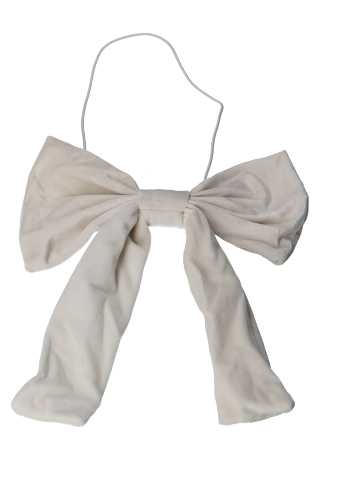 Grote Strik Fluweel Velvet Wit Met 2 Lussen 21x27cm & Elastiek 44cm