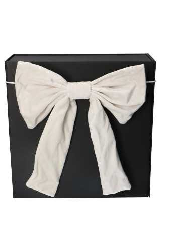 Grote Strik Fluweel Velvet Wit Met 2 Lussen 21x27cm & Elastiek 44cm