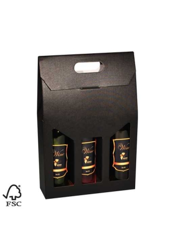 AKTIE Wijnverpakking Draagdoos Black 3 fles 27x9x35cm FSC® 50stuks