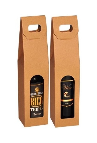 Bierverpakking Draagdoos Kraft Grote Bierfles 75cl 9x9x35cm FSC® 50st