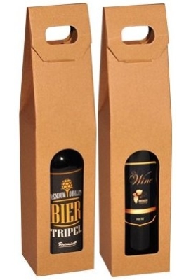 Bierverpakking Draagdoos Kraft Grote Bierfles 75cl 9x9x35cm FSC® 50st