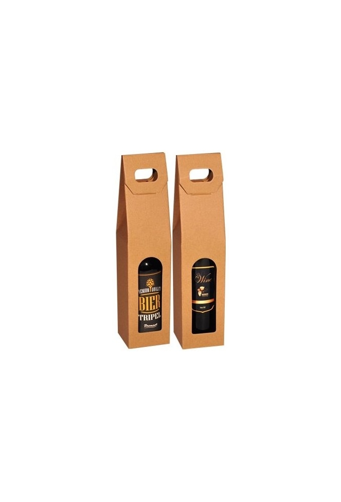 Bierverpakking Draagdoos Kraft Grote Bierfles 75cl 9x9x35cm FSC® 50st