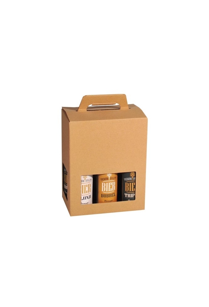 Bierverpakking Draagdoos Kraft voor 6 flesjes Bier 33cl FSC® 50stuks