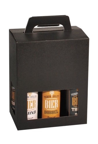 Bierverpakking Draagdoos Zwart voor 6 flesjes Bier 33cl FSC® 50stuks