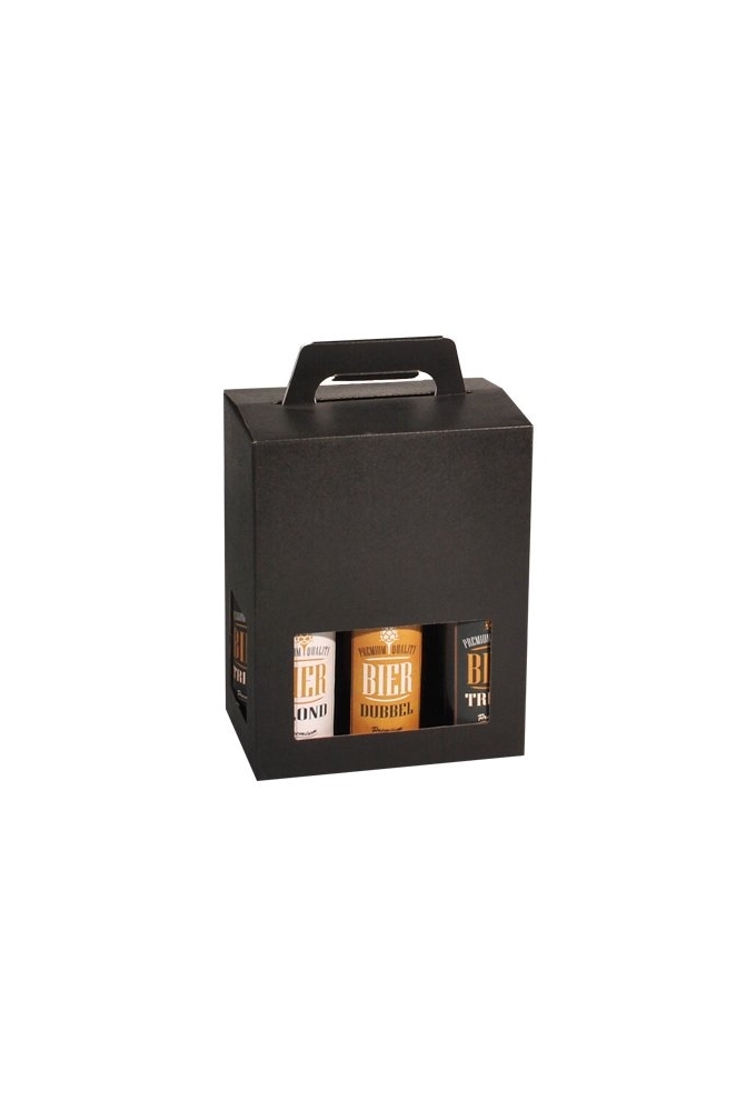 Bierverpakking Draagdoos Zwart voor 6 flesjes Bier 33cl FSC® 50stuks