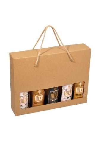 Bierverpakking Kraft 5 Flesjes & Koord FSC® 50stuks