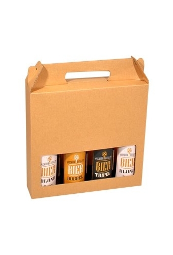 Bierverpakking Kraft voor 4 flesjes Bier 33cl FSC® 50stuks