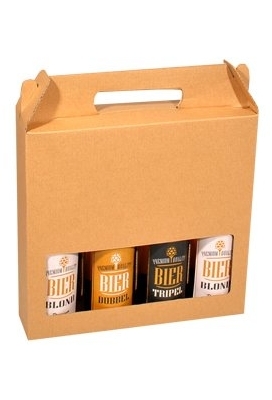 Bierverpakking Kraft voor 4 flesjes Bier 33cl FSC® 50stuks