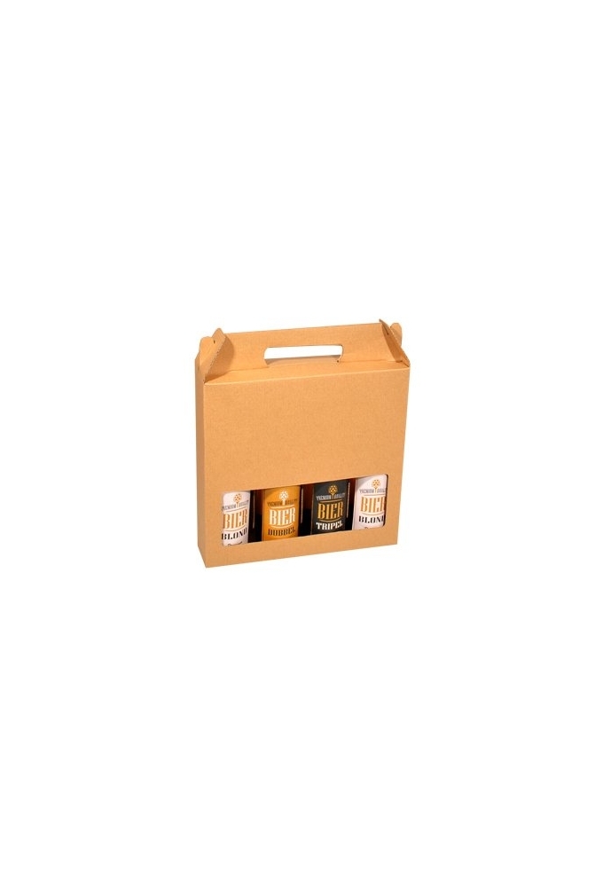 Bierverpakking Kraft voor 4 flesjes Bier 33cl FSC® 50stuks
