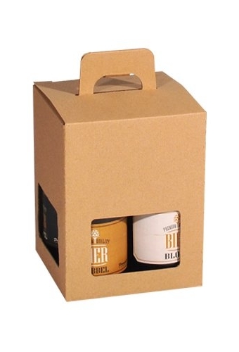 Bierverpakking Kraft voor 4 flesjes Bier Dikbuik FSC® 50stuks