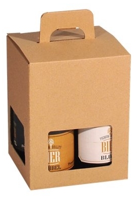 Bierverpakking Kraft voor 4 flesjes Bier Dikbuik FSC® 50stuks