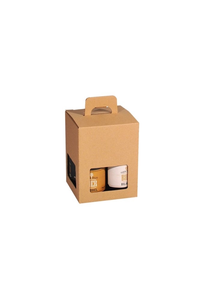 Bierverpakking Kraft voor 4 flesjes Bier Dikbuik FSC® 50stuks