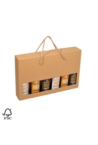 Bierverpakking Kraft voor 6 flesjes Bier 33cl met koord FSC® 50stuk