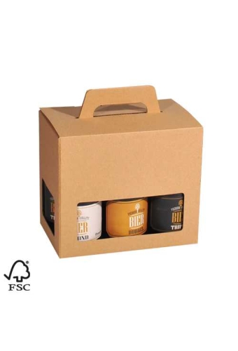 Bierverpakking Kraft voor 6 flesjes Bier Dikbuik FSC® 50stuks