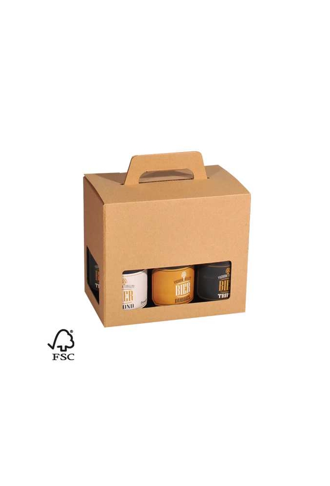 Bierverpakking Kraft voor 6 flesjes Bier Dikbuik FSC® 50stuks