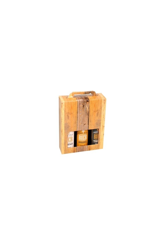 Bierverpakking Wood voor 3 flesjes Bier 33cl FSC® 50stuks