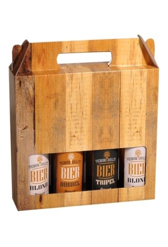 Bierverpakking Wood voor 4 flesjes Bier 33cl FSC® 50stuks