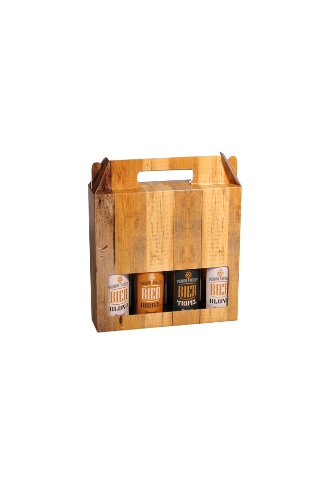 Bierverpakking Wood voor 4 flesjes Bier 33cl FSC® 50stuks