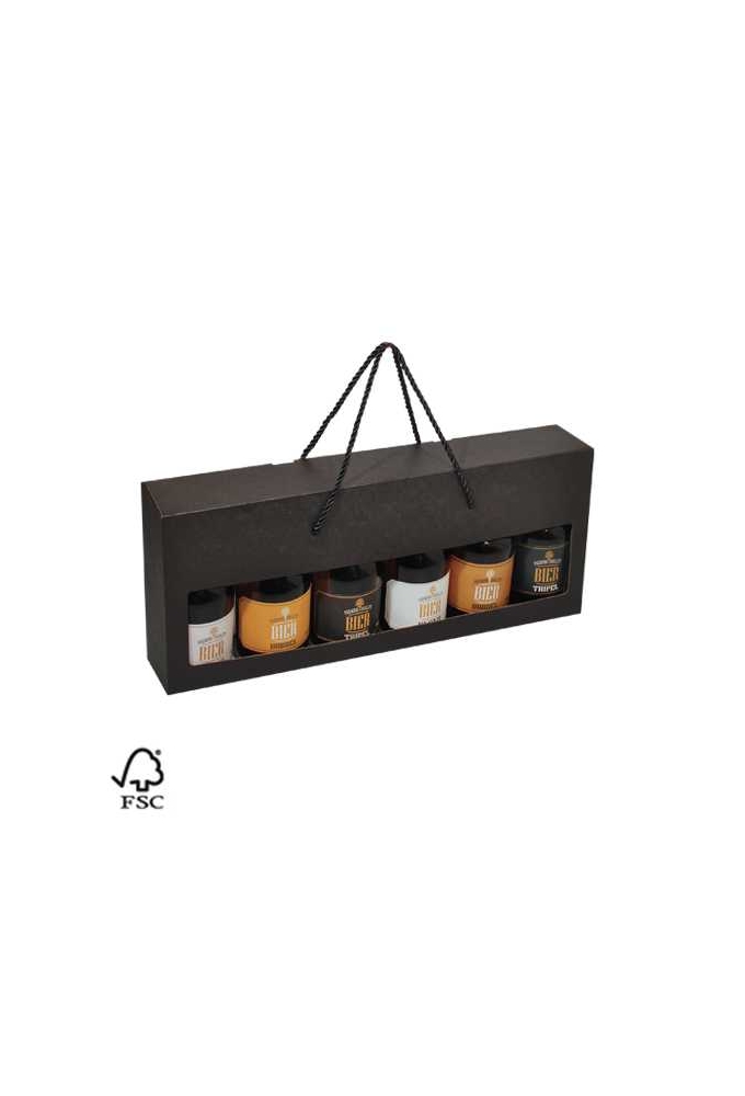 Bierverpakking Zwart Dikbuik 6 Flesjes & Koord FSC® 50stuks