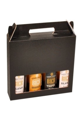 Bierverpakking Zwart Voor 4 flesjes 33cl FSC® 50stuks