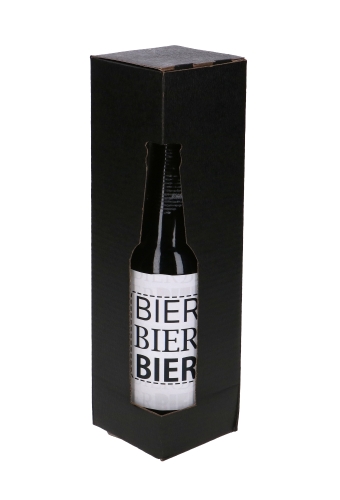 Bierverpakking Zwart voor 1 flesje Bier 6.5x6.5x24.4cm FSC® 50stuks