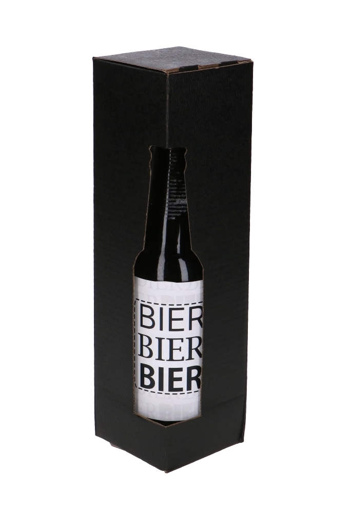Bierverpakking Zwart voor 1 flesje Bier 6.5x6.5x24.4cm FSC® 50stuks