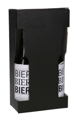 Bierverpakking Zwart voor 2 flesjes Bier 13x6.5x24.3cm FSC® 50stuks