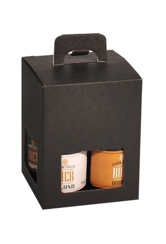 Bierverpakking Zwart voor 4 flesjes Bier Dikbuik FSC® 50stuks