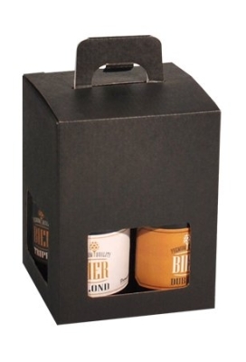 Bierverpakking Zwart voor 4 flesjes Bier Dikbuik FSC® 50stuks