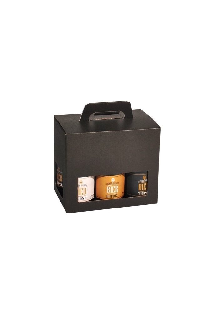Bierverpakking Zwart voor 6 flesjes Bier Dikbuik FSC® 50stuks
