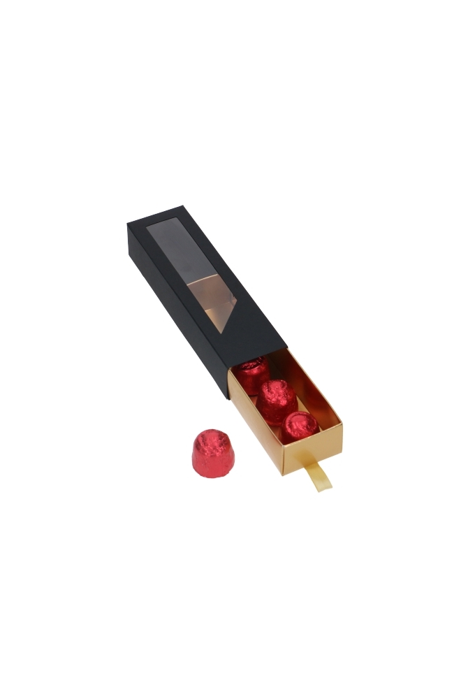 Bonbondoos 1 Ladeboxje Zwart Mat Goud Mat Laag FSC® 16x4.3x2.8cm 10st