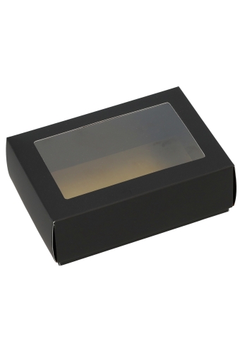 Geschenkdoos Brussel Zwart & Goud Met Venster FSC® 16.5x11x5.5cm 10st