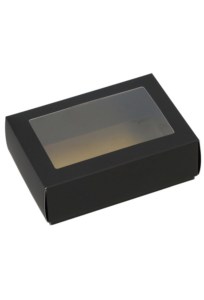 Geschenkdoos Brussel Zwart & Goud Met Venster FSC® 16.5x11x5.5cm 10st