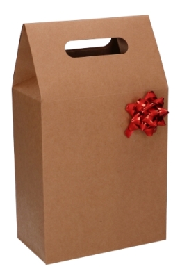 Kadodoos Flores Met Handgreep Hoog Model Naturel & Tape 16x9x26cm FSC®10stuks