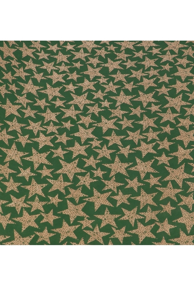 Kerstpapier Kraft Groen Stars 70cm x 25meter FSC® OP IS OP