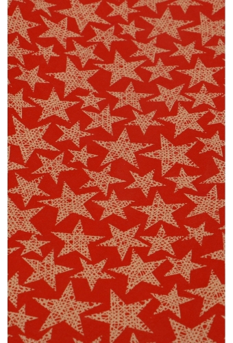 Kerstpapier Kraft Rood Stars 70cm x 25meter FSC® OP IS OP