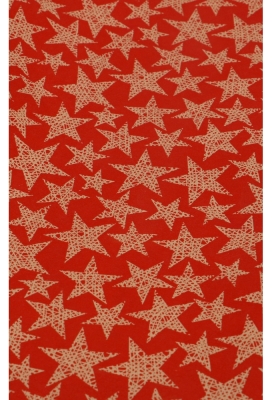 Kerstpapier Kraft Rood Stars 70cm x 25meter FSC® OP IS OP