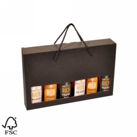 Bierverpakking Zwart voor 6 flesjes met Koord 33cl FSC® 50stuks Bierverpakking Zwart voor 6 flesjes met Koord 33cl FSC® 50stuks