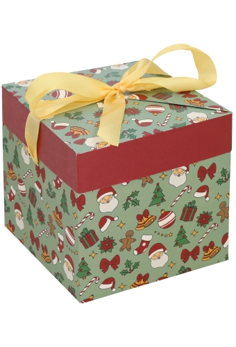 Kerstgeschenkdoos Magic Christmasbox & Goud Lint 20x20x20cm FSC® 25st