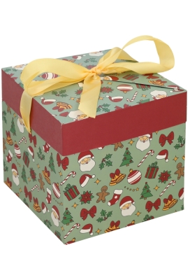 Kerstgeschenkdoos Magic Christmasbox & Goud Lint 20x20x20cm FSC® 25st